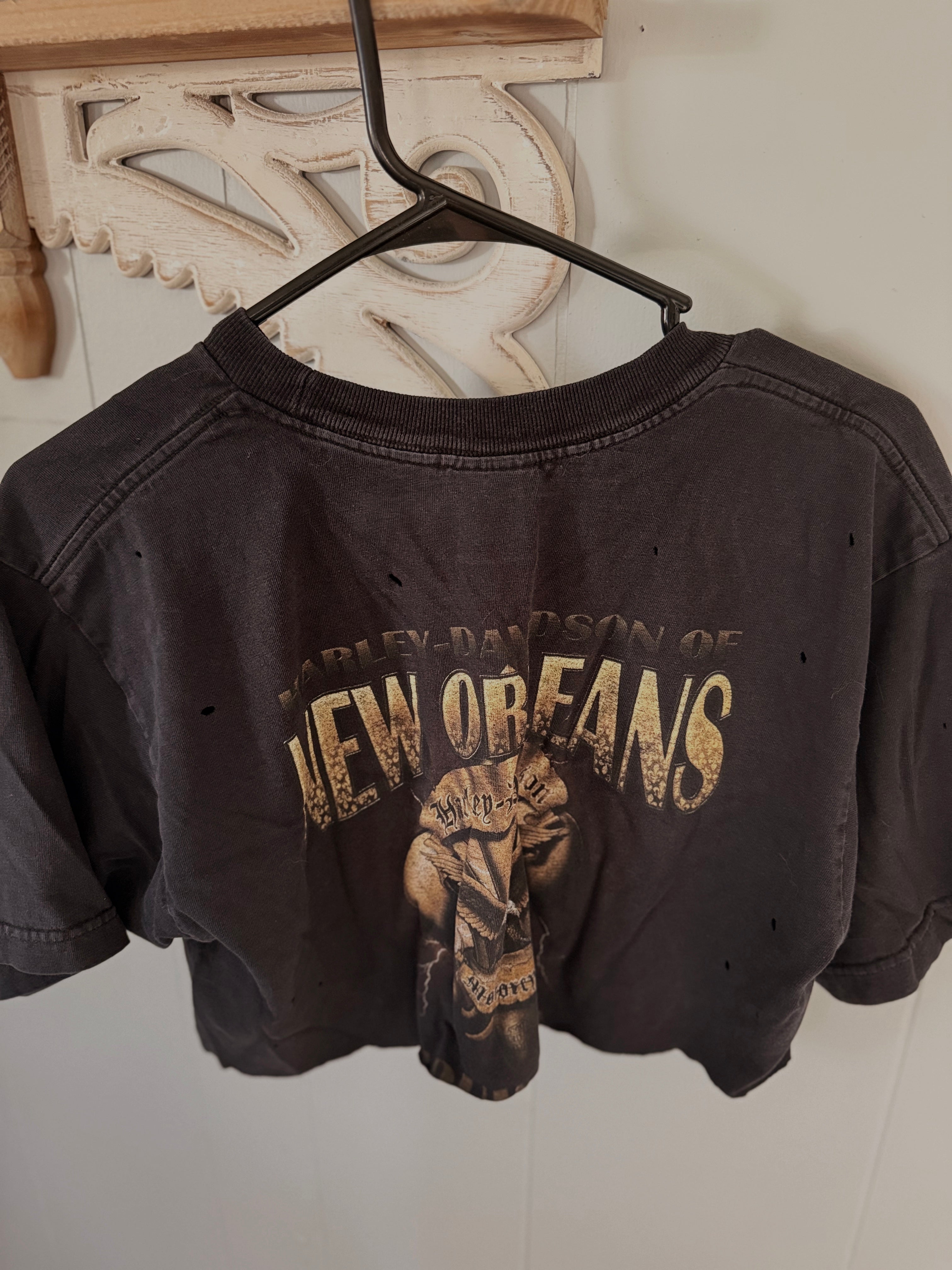 Upcycled Cropped Harley Tee